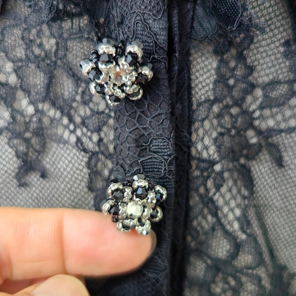 Self-Portrait Black Lace Ruffle Maxi Dress - Picture 11 of 13